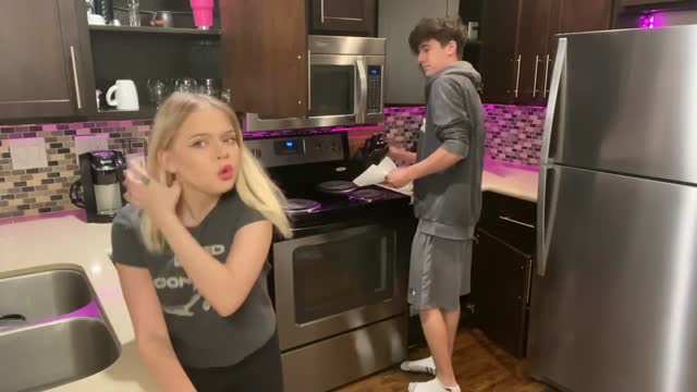 Petite blonde gets rewarded with fat load for doing dishes