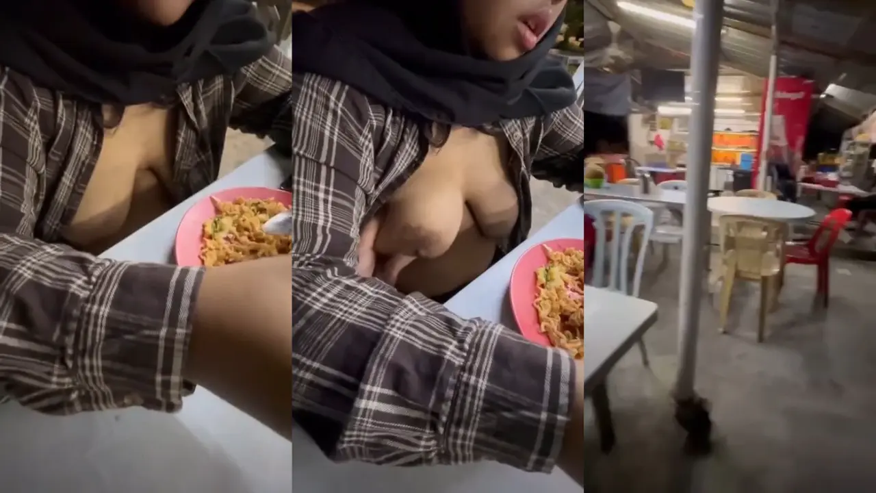 Eksib di tempat makan cewenya takut ketahuan