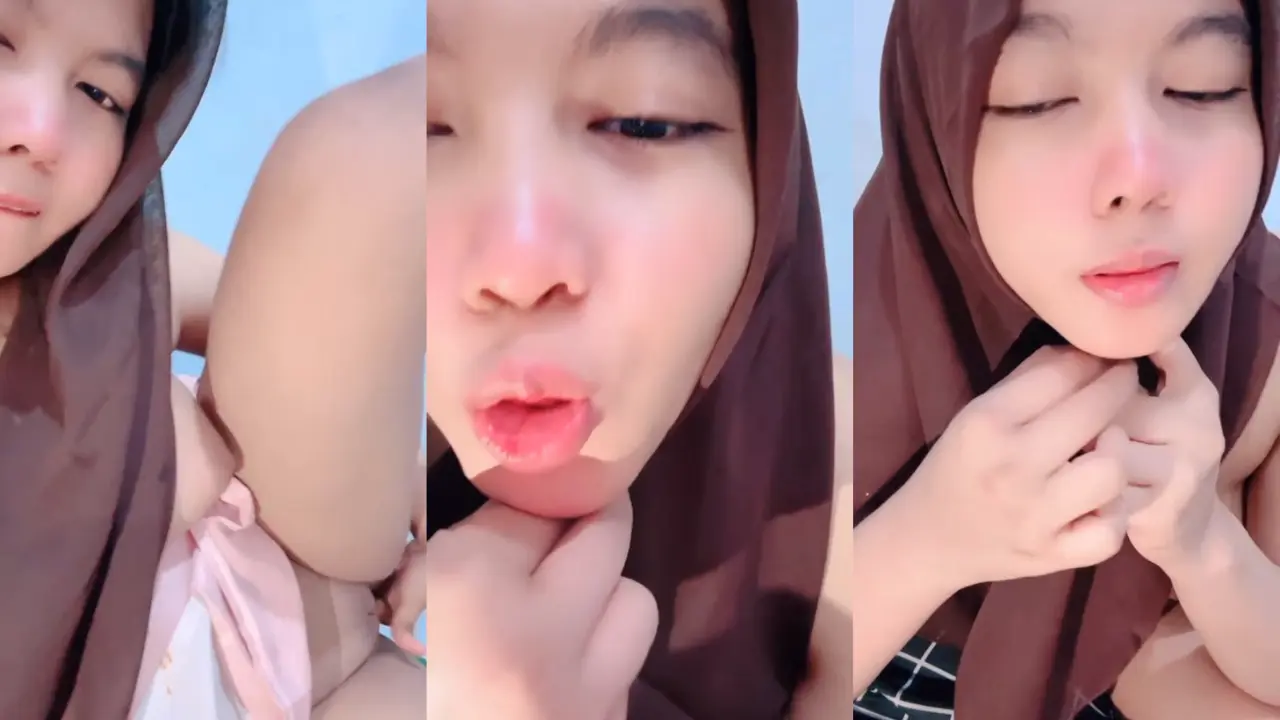 Hijab cantik manis lagi belajar colmek