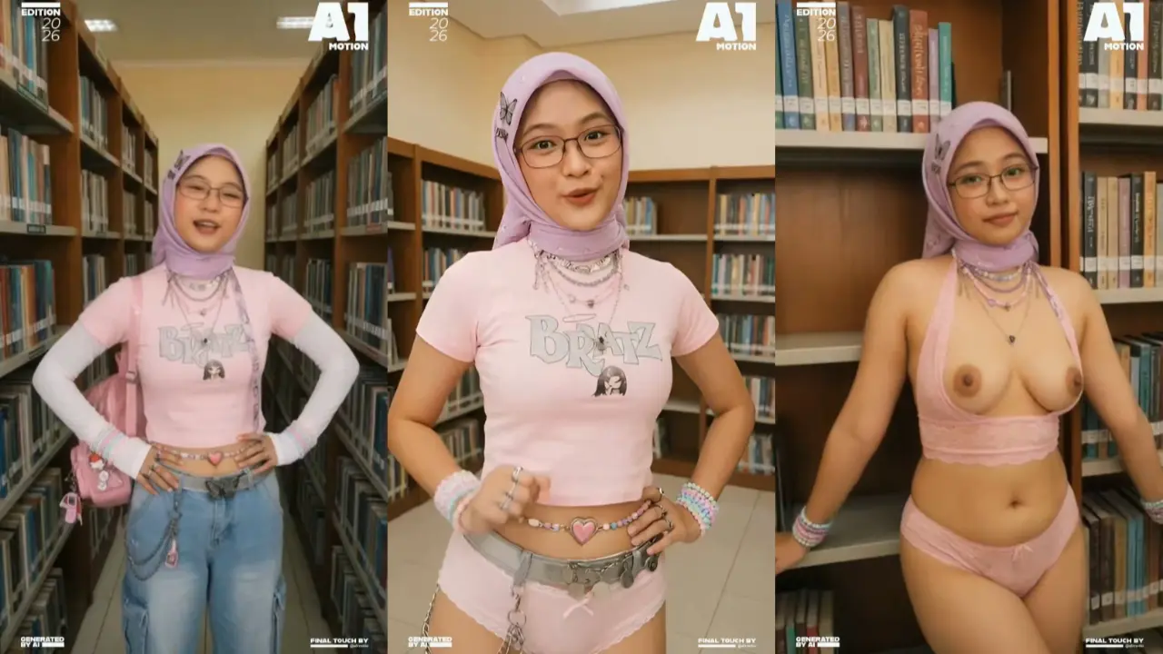 Mahasiswi di perpustakaan bukan nya baca buku malah bugil