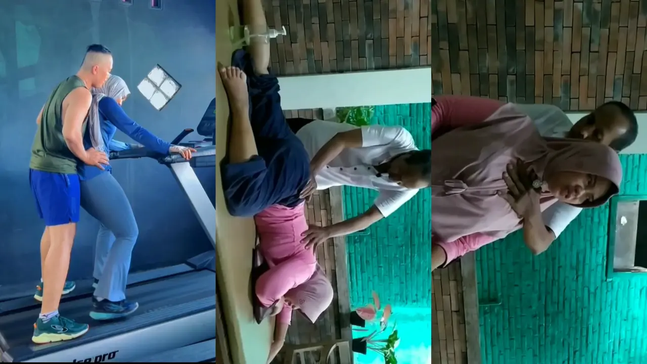Pulang gym langsung di pijit mertua ples ngewe