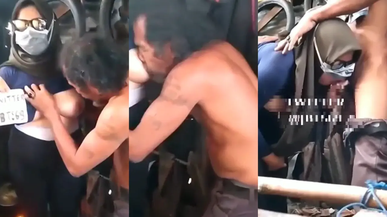 Tante jilbab threesome ditempat umum